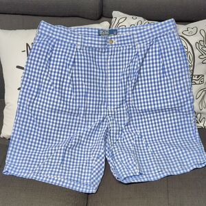 Polo by Ralph Lauren Blue and White Flat Front Shorts